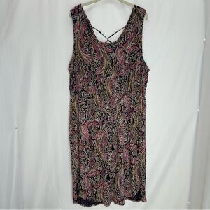 Lucky Brand navy midi dress sleeveless paisley size 1X casual